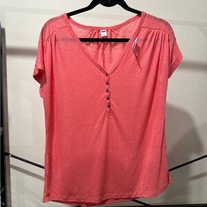 Women's Coral Button-Front Top